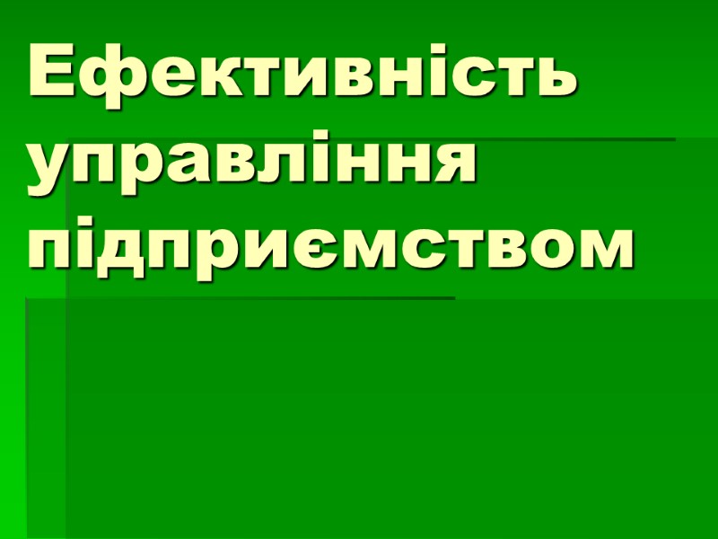 Ефективність управління підприємством
